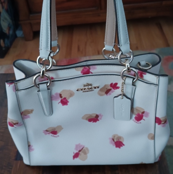 Coach Betsy Johnson Handbags - NWOT Ivory with pink flowers Coach purse 12"X8"